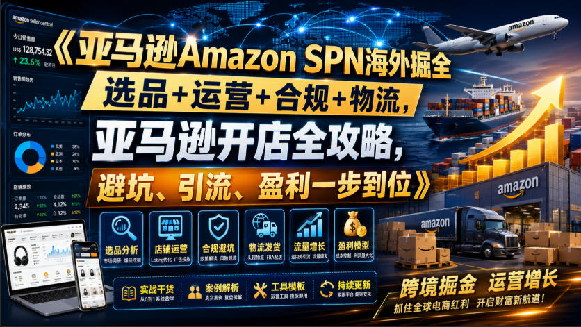 亚马逊开店全攻略：选品+运营+合规+物流，避坑引流盈利一步到位