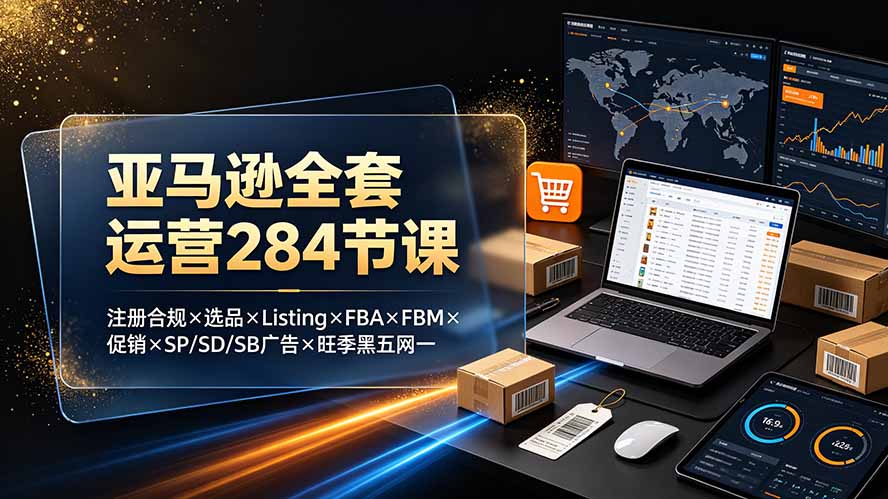 亚马逊运营284节课：注册合规×选品×Listing×FBA×广告×旺季