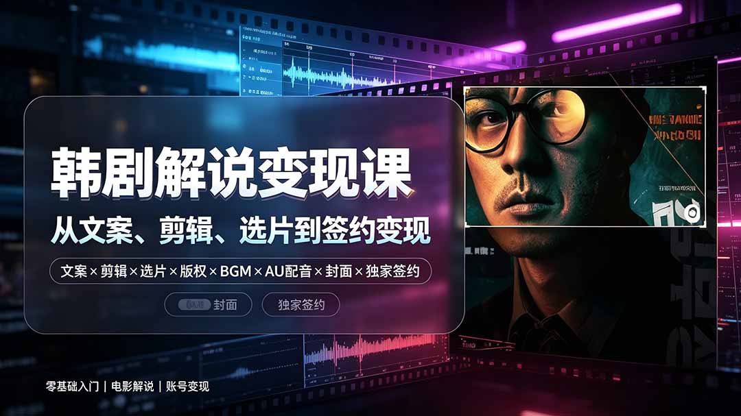抖音270W粉博主亲授韩剧解说课：零基础到变现全攻略