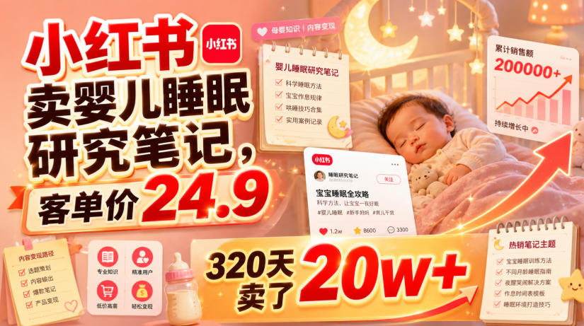 小红书卖婴儿睡眠笔记，320天变现20万+