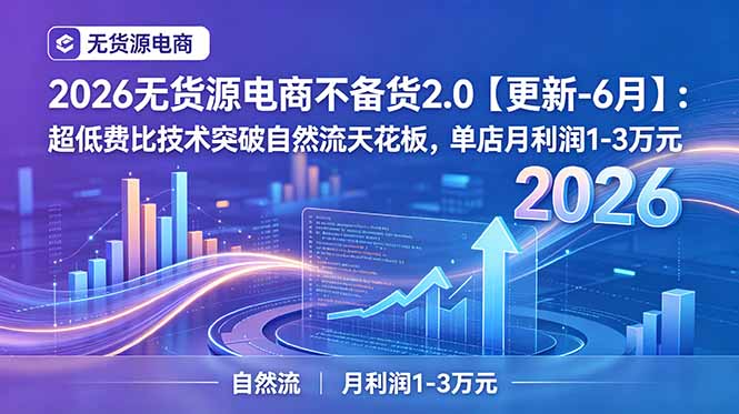 2026无货源电商不备货2.0【更新-7月】：超低费比技术突破自然流天花板，单店月利润1-3万元-休闲学社