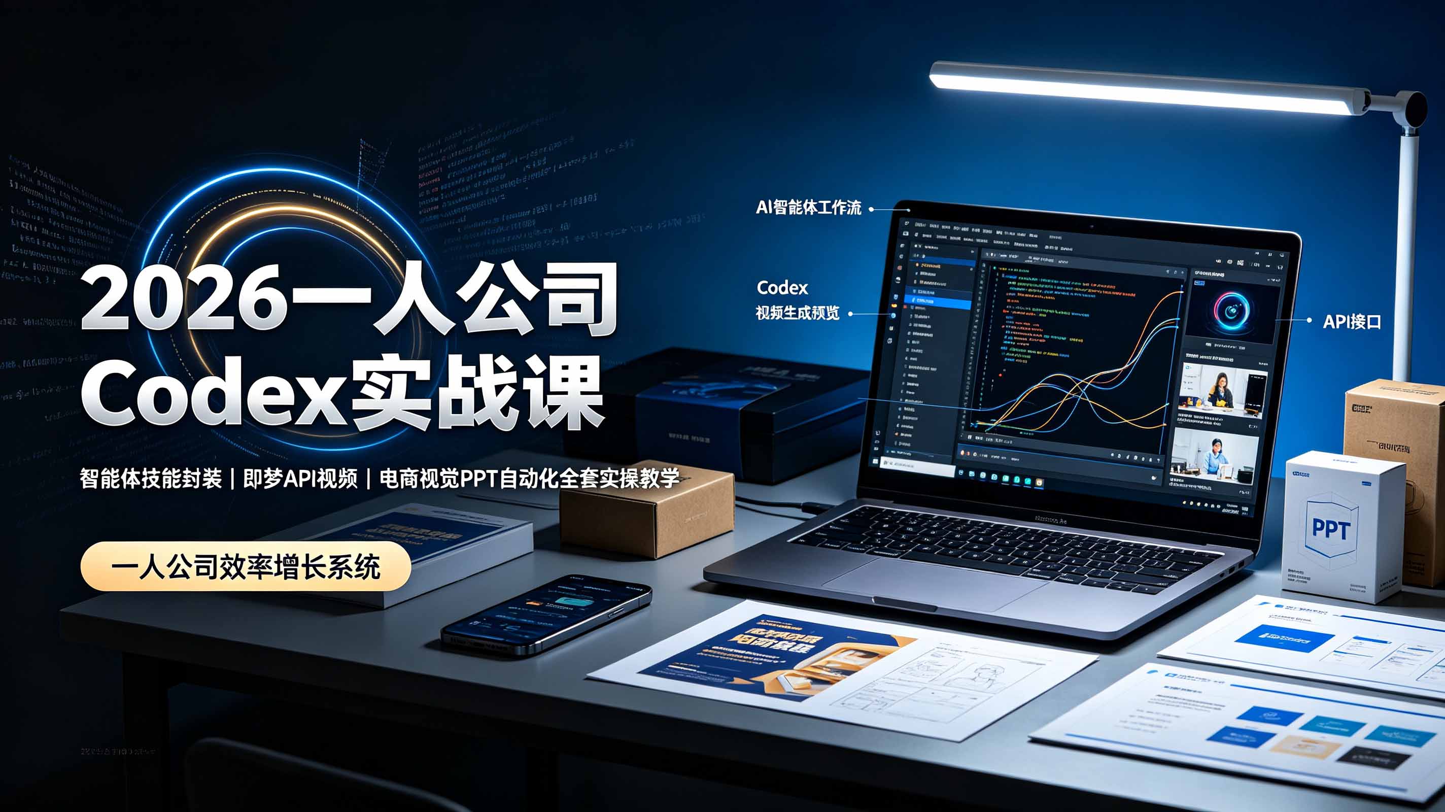 2026一人公司Codex实战课◆智能体技能封装｜即梦API视频｜电商视觉PPT自动化全套实操教学-休闲学社