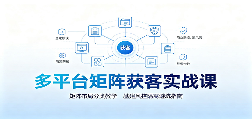 多平台矩阵获客实战课：矩阵布局分类教学，基建风控隔离避坑指南-休闲学社