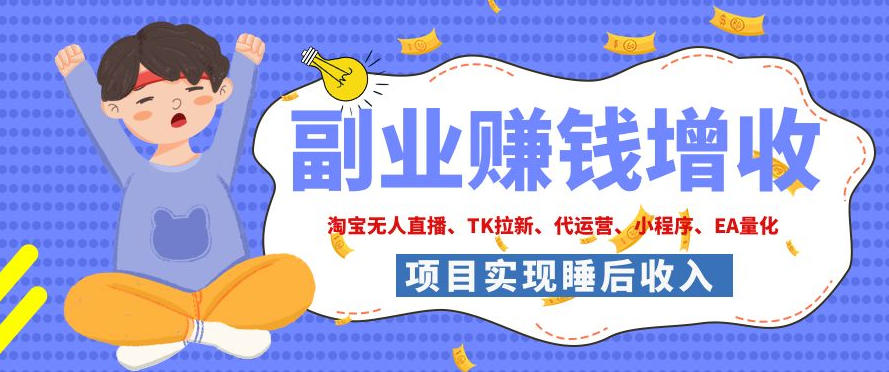 2026年多个真实落地副业项目，手把手带你搭建被动收入管道(淘宝无人直播、海外TK拉新、CSGO饰品交易、去水印小程序等)【揭秘】-休闲学社