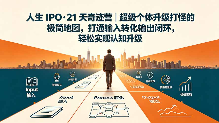 人生 IPO-21 天奇迹营｜超级个体升级打怪的极简地图，打通输入转化输出闭环，轻松实现认知升级-休闲学社