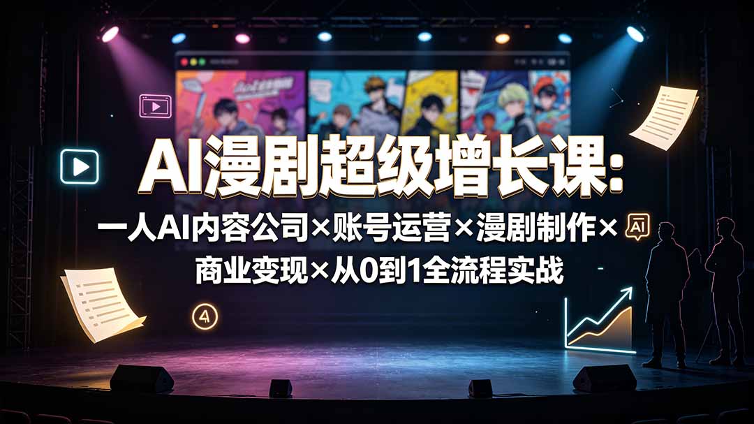 AI漫剧超级增长课：一人AI内容公司×账号运营×漫剧制作×商业变现×从0到1全流程实战-休闲学社