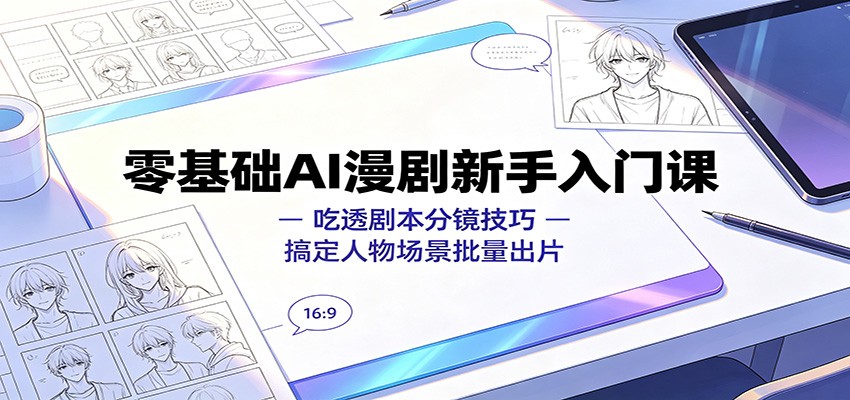 零基础AI漫剧新手入门课：吃透剧本分镜技巧，搞定人物场景批量出片-休闲学社