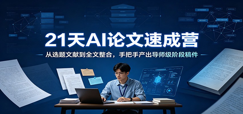 21天AI论文速成营：从选题文献到全文整合，手把手产出导师级阶段稿件-休闲学社