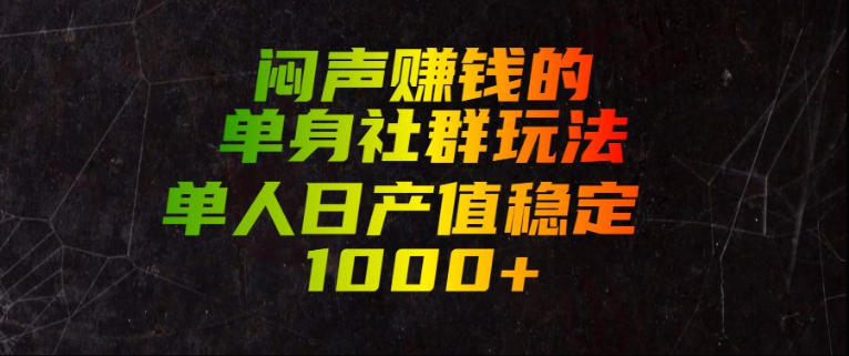 闷声賺钱的单身社群玩法，单人日产值稳定1000+【揭秘】-休闲学社