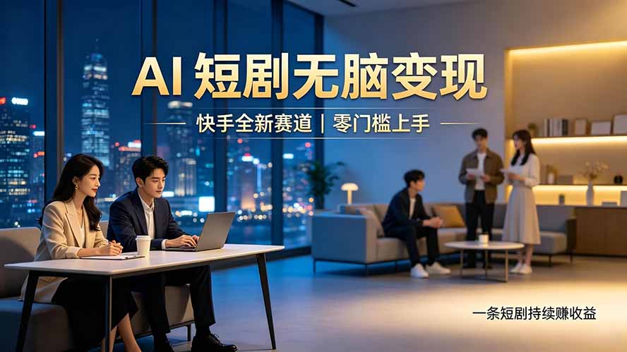 别乱找副业了，快手 AI 短剧零门槛长久被动增收-休闲学社