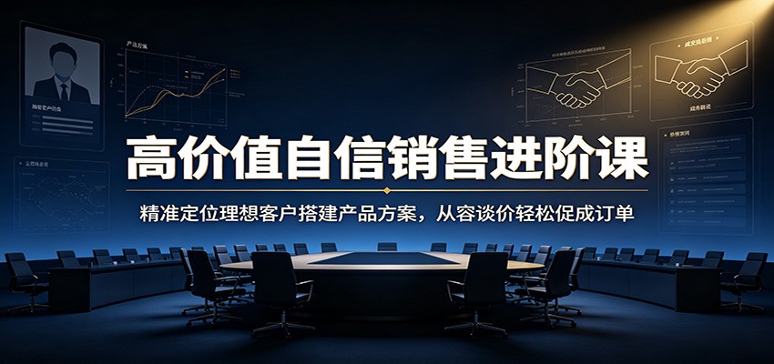 高价值自信销售进阶课：精准定位理想客户搭建产品方案，从容谈价轻松促成订单-休闲学社