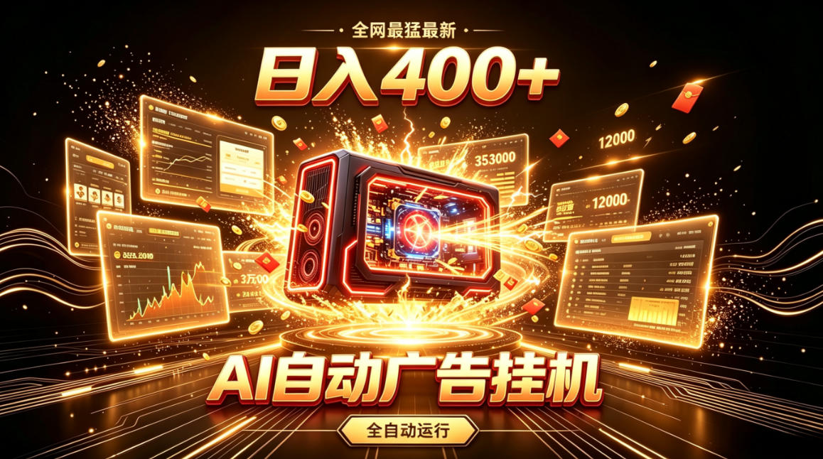 全网最猛最新的AI自动广告挂G，狠收益日入400+，真正做到躺賺式变现【揭秘】-休闲学社
