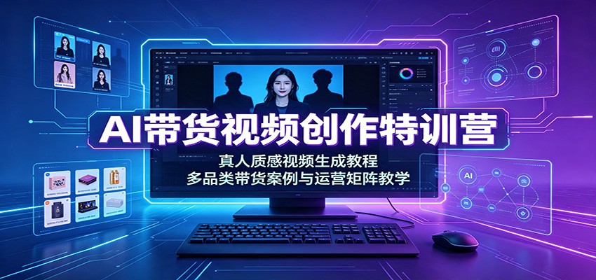 AI带货视频创作特训营:真人质感视频生成教程,多品类带货案例与运营矩阵教学-休闲学社