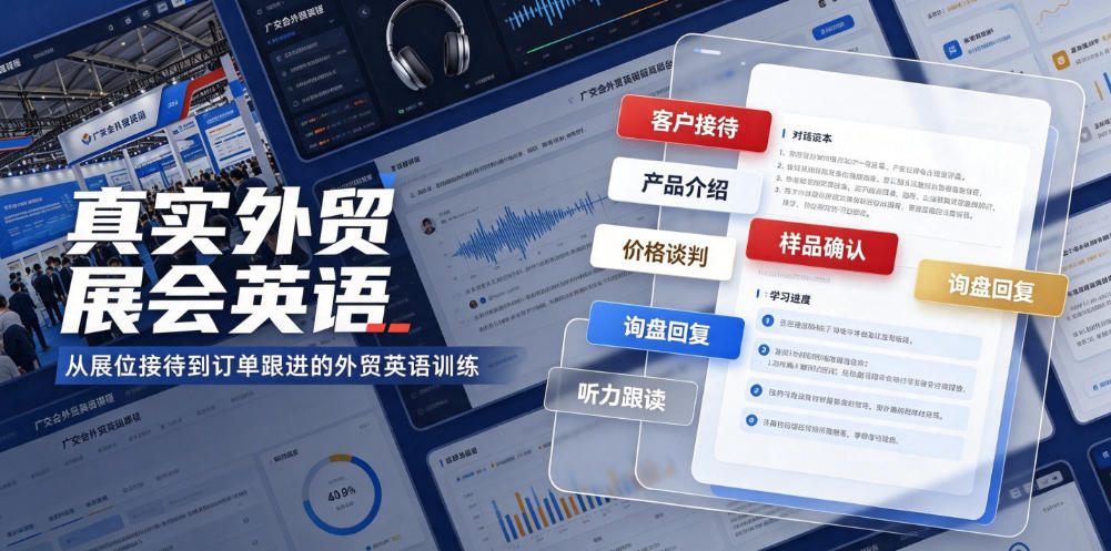 真实外贸展会英语，广交会外贸口语听力突击课程【音频】-休闲学社