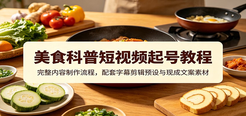 美食科普短视频起号教程:完整内容制作流程,配套字幕剪辑预设与现成文案素材-休闲学社