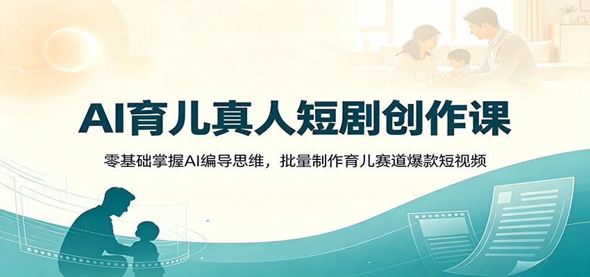 AI育儿真人短剧创作课:零基础掌握AI编导思维,批量制作育儿赛道爆款短视频-休闲学社