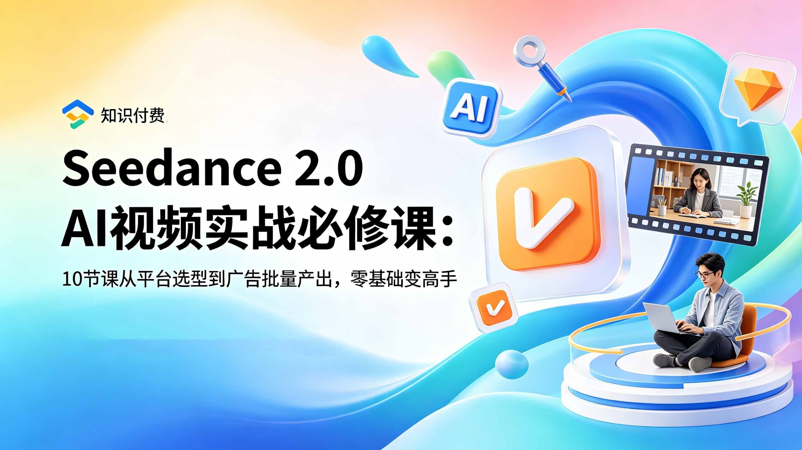 Seedance 2.0 AI视频实战必修课：10节课从平台选型到广告批量产出，零基础变高手-休闲学社